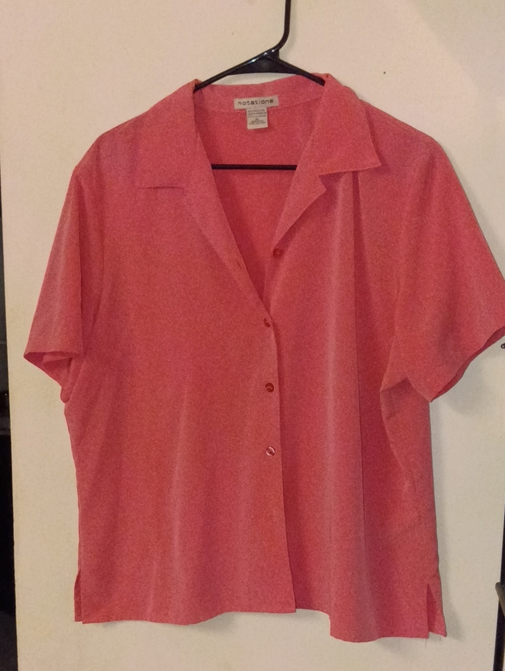 Notations Coral-Pink Short Sleeve Button Down Shirt Size XL
